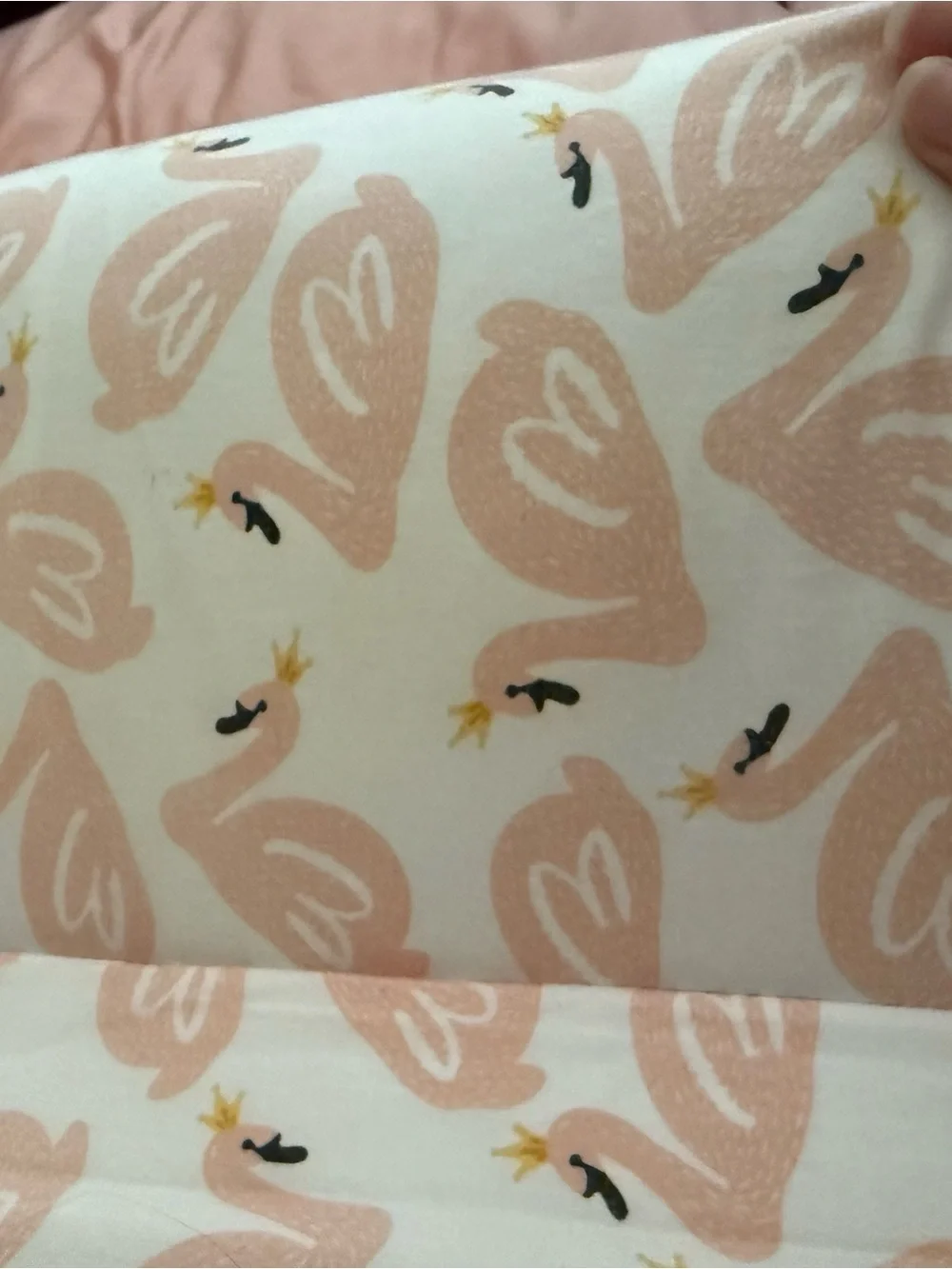 Plush Pink Swan Print Baby Nest Lounger